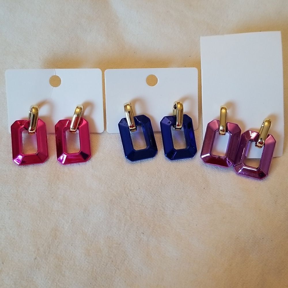 3 pair earrings bright colorful